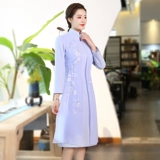 Демисезонный приталенный шерстяной шифоновый комплект, ципао