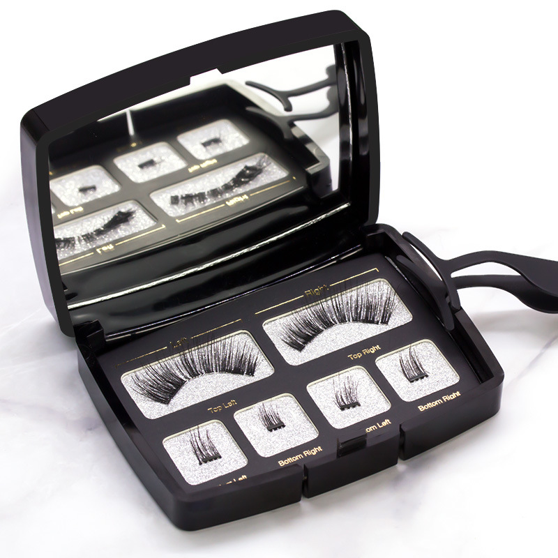 Acrylic box Two magnetic four small cluster set Glue-free magnet False eyelashes Magnetic eyelashes Suction magnet eyelashes