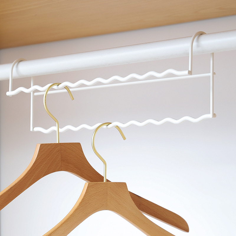 Doubled preferably high and low dislocation hanger rack 2 clothes for home bedroom wardrobe Province space iron art metal shelf