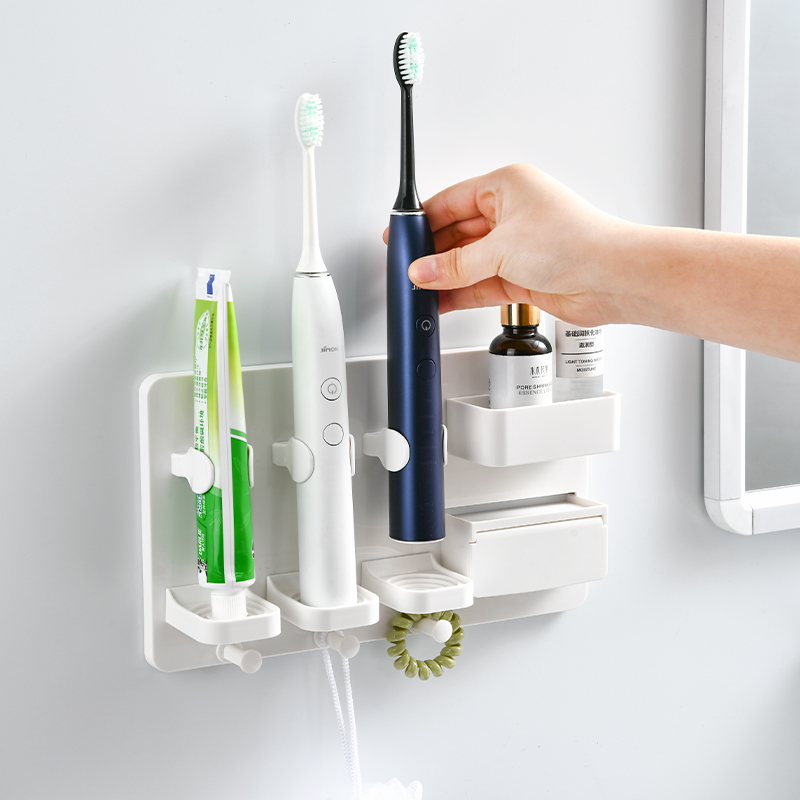 Toothbrush Containing layer Shelf Three-mouth Home Electric Toothbrush Shelve free wall-mounted Wall-mounted Makeup Room Toothpaste Containing box