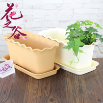 Wavy-edged rectangular long-bar pot flower pot Long flower slot Three models are suitable for planting potted flower pots