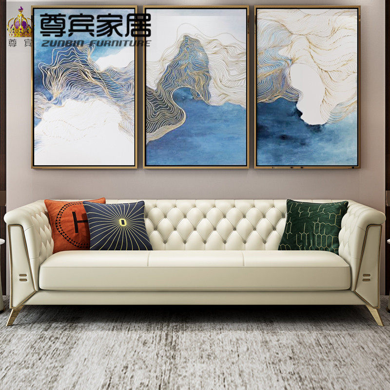 Zunbin living room leather sofa 123 combination American country L-shaped leather corner head layer leather sofa combination