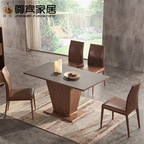 Italian dining table and chair combination marble round turntable dining table modern minimalist household large and small apartment dining table chair