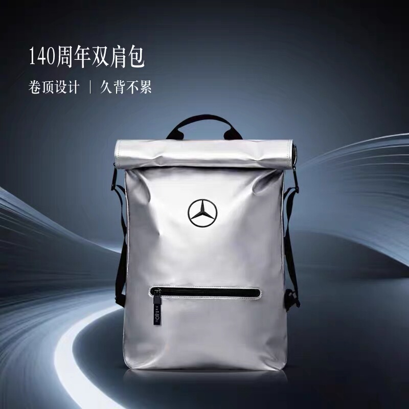 Mercedes-Benz 140Th Anniversary Backpack Large Capacity Backpack Roll-Top Backpack Roll-Flap Bag Backpack