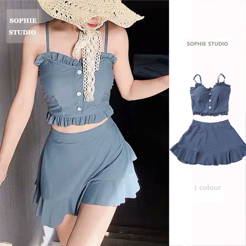 Sophie Korea Sexy Restorative Ancient Conservative in Bread Three Pieces of Flat-angle Dress Swimsuit