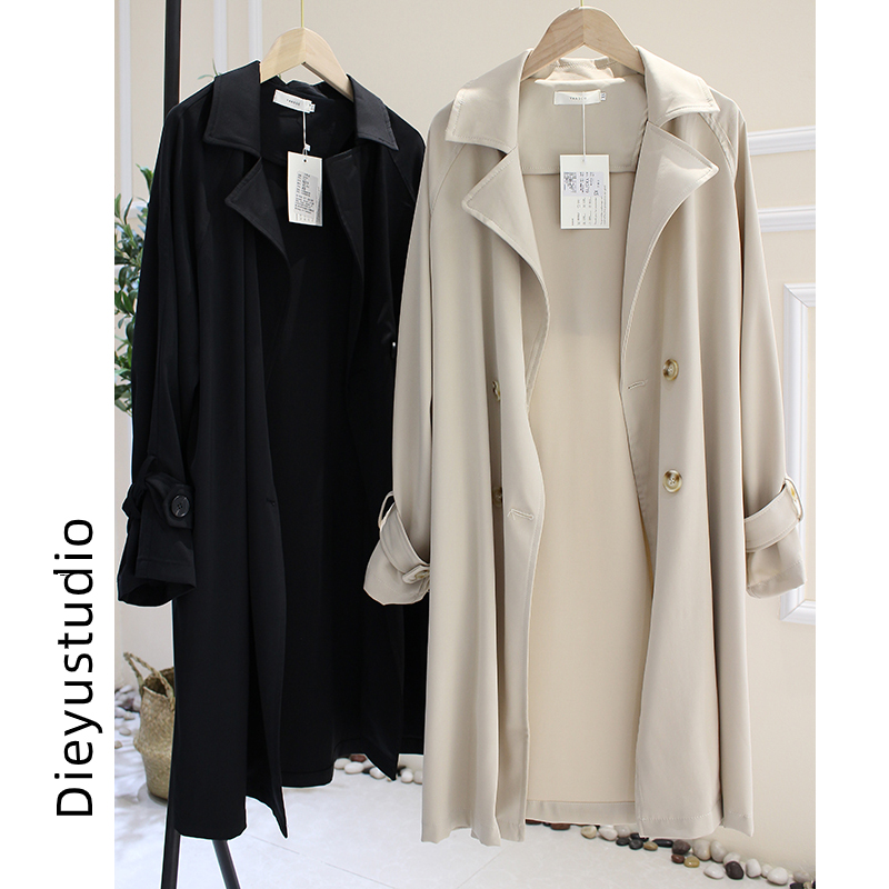 Hanging trench coat women's mid-length small man 2022 new spring and autumn coat British wind fall sense thin coat