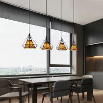 Nordic Restaurant chandelier Modern simple creative four-headed art diamond bar personality 3-color net red dining room ins lamp