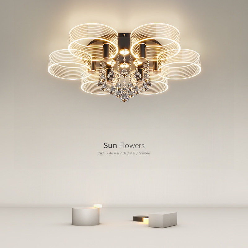 Living room lights 2020 new light fixtures modern bedroom lights Nordic simple top lights atmospheric light luxury crystal ceiling lights