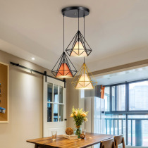 Nordic modern simple restaurant chandelier creative three-head loft lighting art diamond wrought iron bar personality lighting