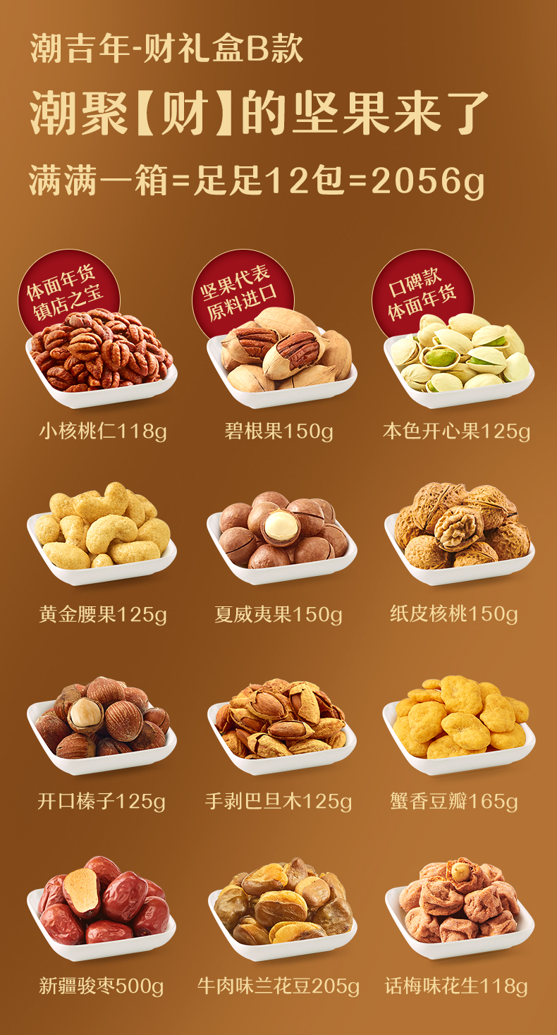 来伊份 坚果零食 潮吉年 财礼盒 2056g 图3