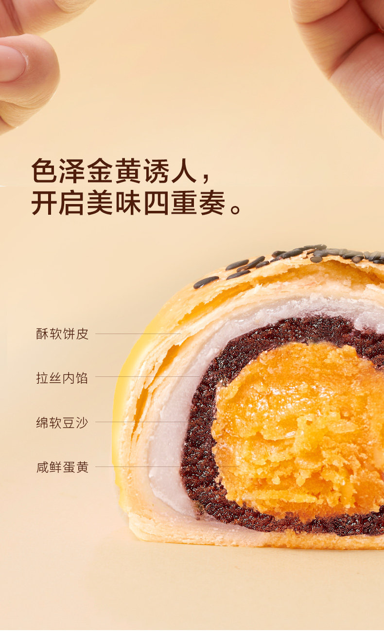 来伊份 三层馅料蛋黄酥 550g 约10枚 图3