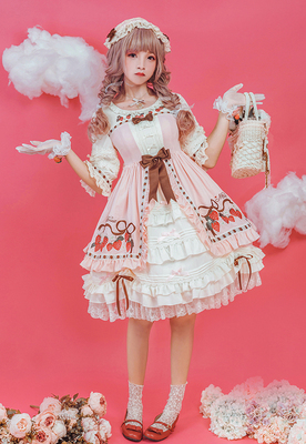 taobao agent Genuine strawberry, dress, Lolita style, flowered