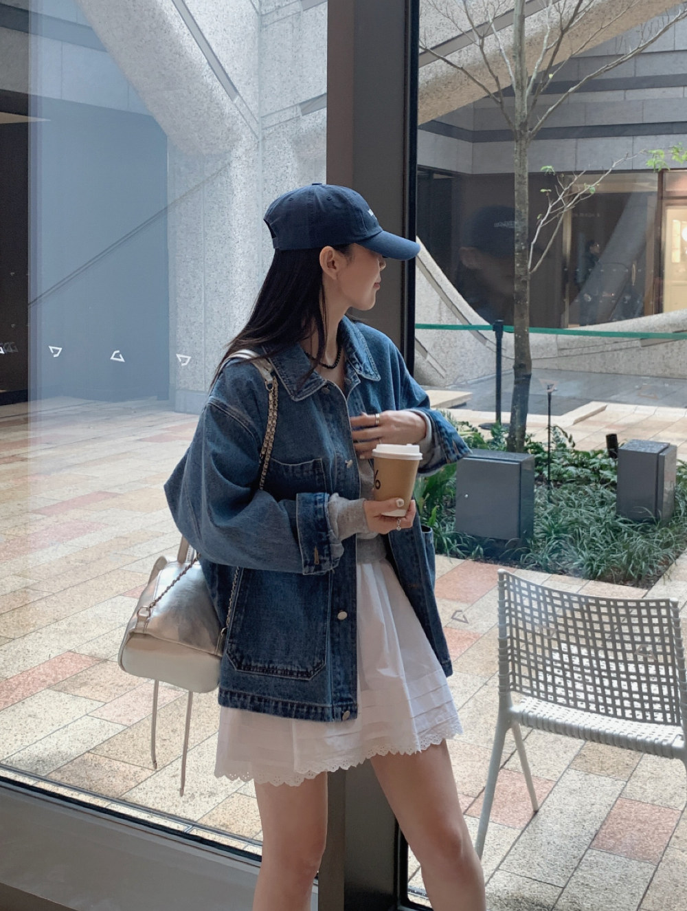 한국 chic 봄 가을 새로운 작은 대중 레트로 기타 주머니 디자인 루즈핏 다용도 캐주얼 긴팔 데님 여성 코트 상세 이미지 3