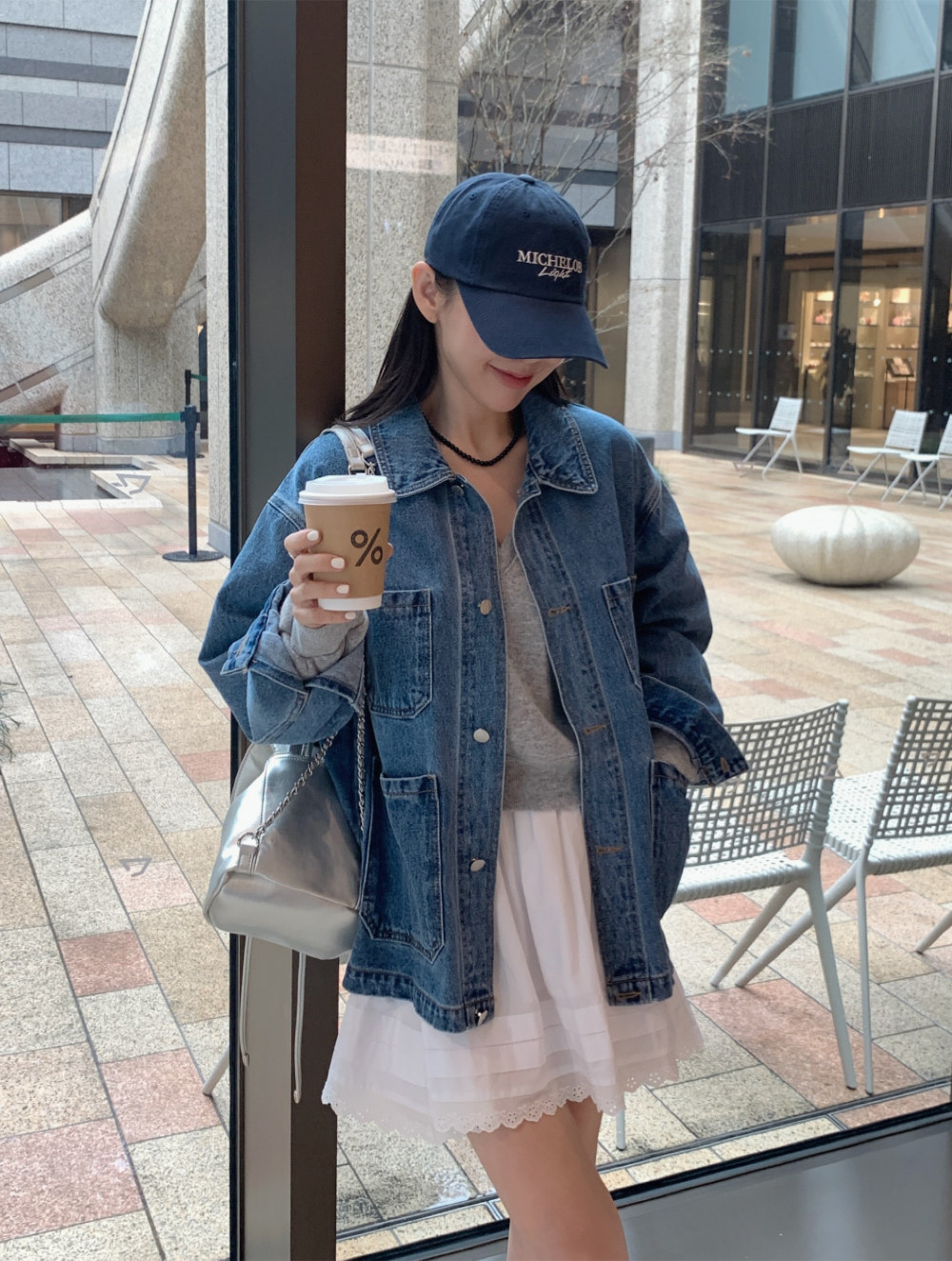 한국 chic 봄 가을 새로운 작은 대중 레트로 기타 주머니 디자인 루즈핏 다용도 캐주얼 긴팔 데님 여성 코트 상세 이미지 8
