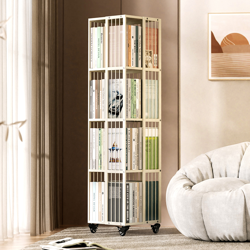 Floor Swivel Bookshelves 360 Degrees Bookcase Home Bedroom Multilayer Mobile Simple Shelf Living Room Containing Bookshelves