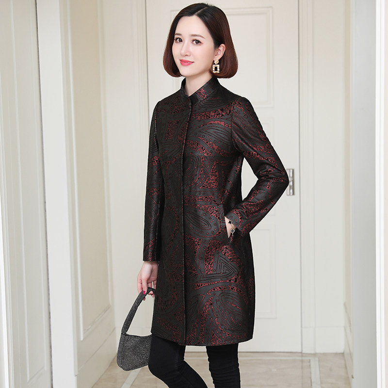 2022 new women's printed leather mid-length single leather slim slim coat Haining genuine leather jacket women's sheepskin