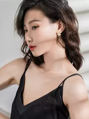 925 silver needle ballet girl ear needle female exquisite asymmetrical niche earrings fan-shaped beaded wild earrings