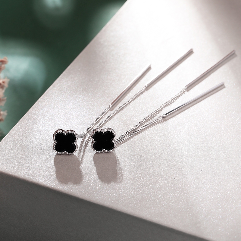 925 pure silver lucky grass-ear-ear-ear-ear accessory four-leaf straw earrings 2021 new trendy Sueardrops female temperament