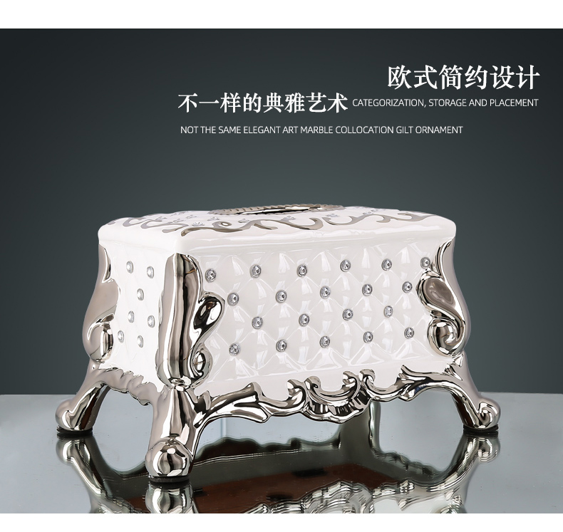 Light European - style key-2 luxury tissue box creative American household Nordic smoke box ceramic I and contracted sitting room tea table furnishing articles