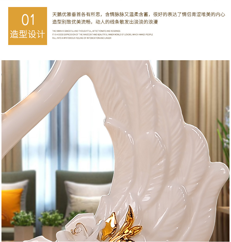 Practical wedding present European furnishing articles swan, wine accessories creative living room TV ark, ceramic craft gift