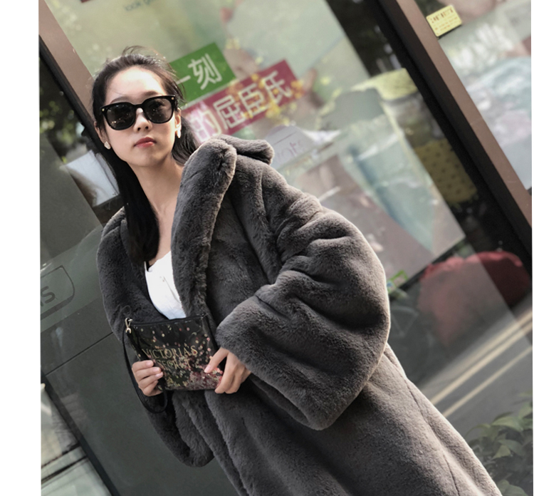 2018 mới giả lông thỏ lông mùa đông dày lên thừa cân lỏng lẻo lông ấm áp phụ nữ áo lông trắng