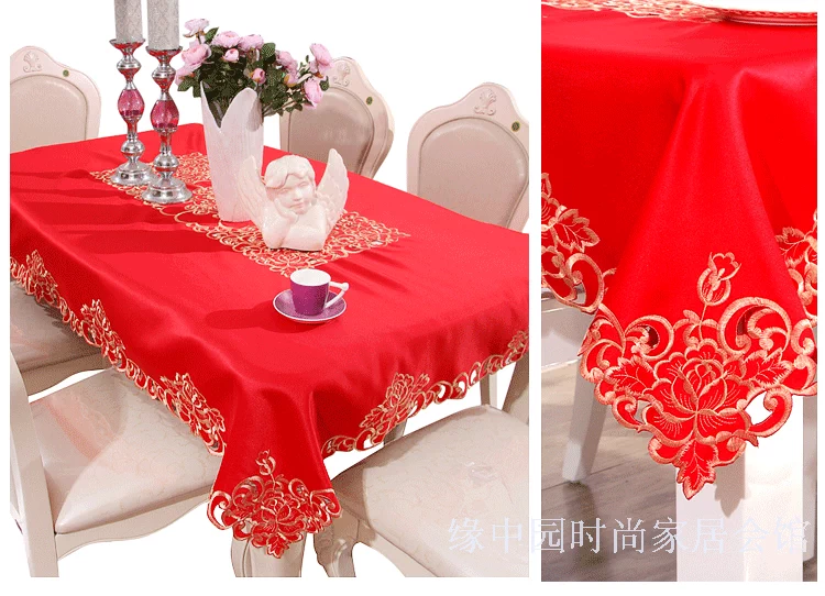 Red lễ hội hôn nhân đám cưới bàn đám cưới Bubu nghệ thuật hình chữ nhật vườn hình bảng bảng cà phê vải Á hậu Bửu phong cách miễn phí vận chuyển - Khăn trải bàn khăn trải bàn gỗ phòng khách