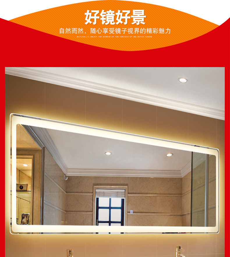 Mặt bích cờ vua phòng ngủ gương đèn treo tường đèn LED gương không khung treo tường phù hợp gương gương trang trí gương - Gương gương để phòng