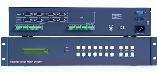 VGA matrix switcher 4-in 4-out four-in-four out RS232 serial port remote control button control with audio