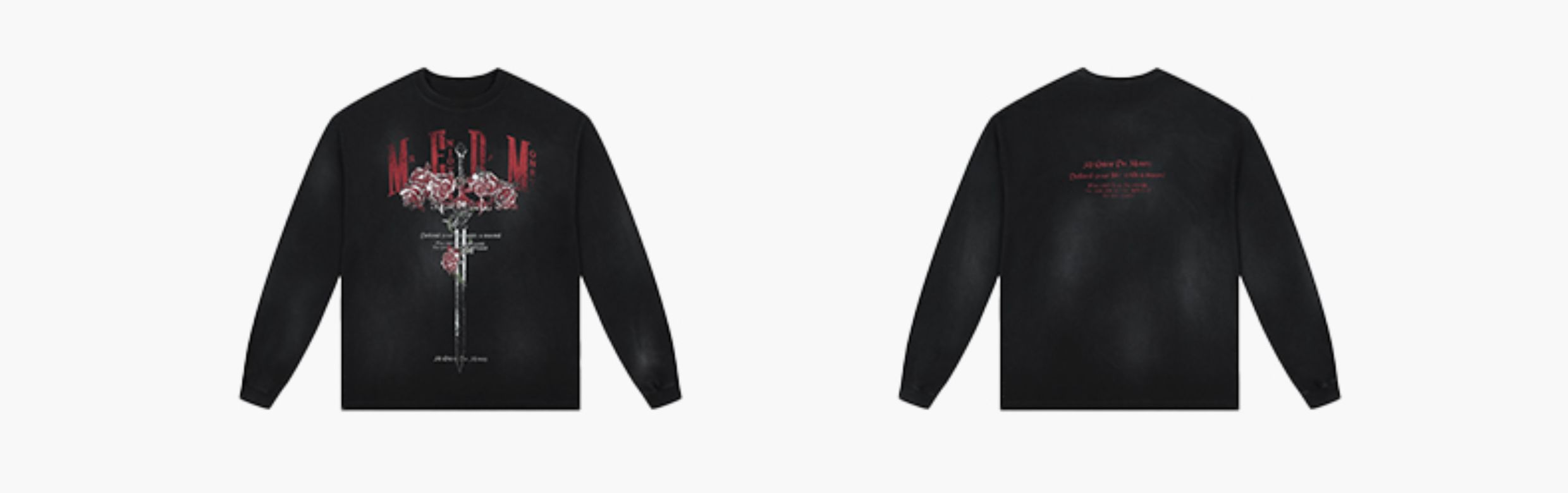 MEDM Floral Print Black American Retro Long-Sleeve Tee