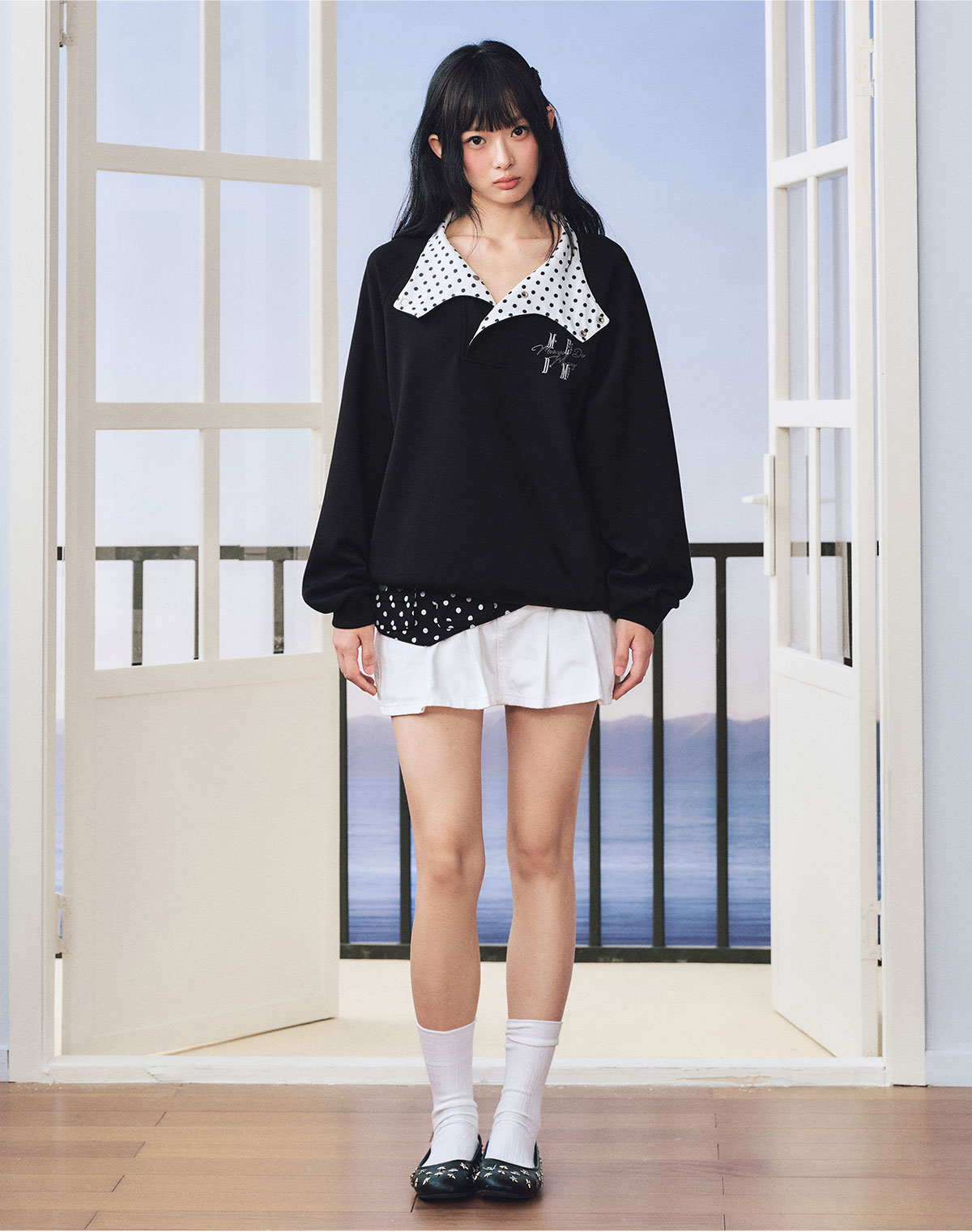 MEDM Half-Placket Collar Pullover Sweatshirt