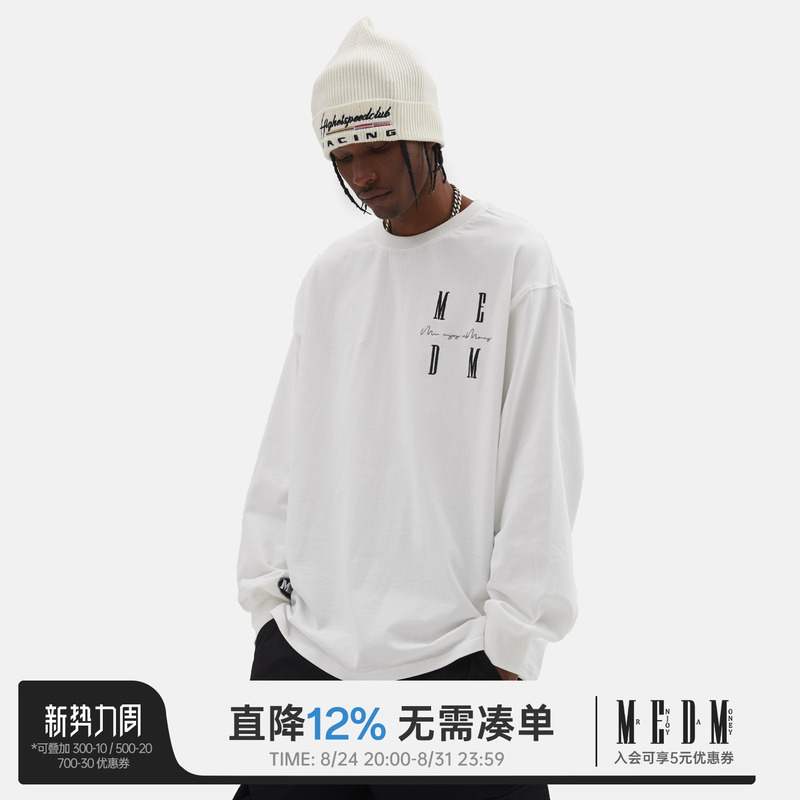 【Wang Hedi's Style】Medm National Fashion Brand Long-Sleeve T-Shirt for Men and Women, Spring and Autumn Base Shirt with Logo Embroidery, Loose Fit 【Wang Hedi's Style】Medm National Fashion Brand Long-Sleeve T-Shirt for Men and Women, Spring and Autumn Base Shirt with Logo Embroidery, Loose Fit