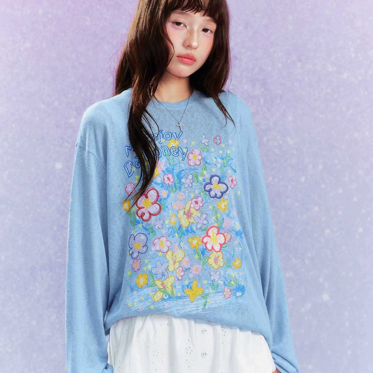  MEDM Dream Bubble DAYDREAMING graffiti series multi-color casual long-sleeved blouse loose round neck top