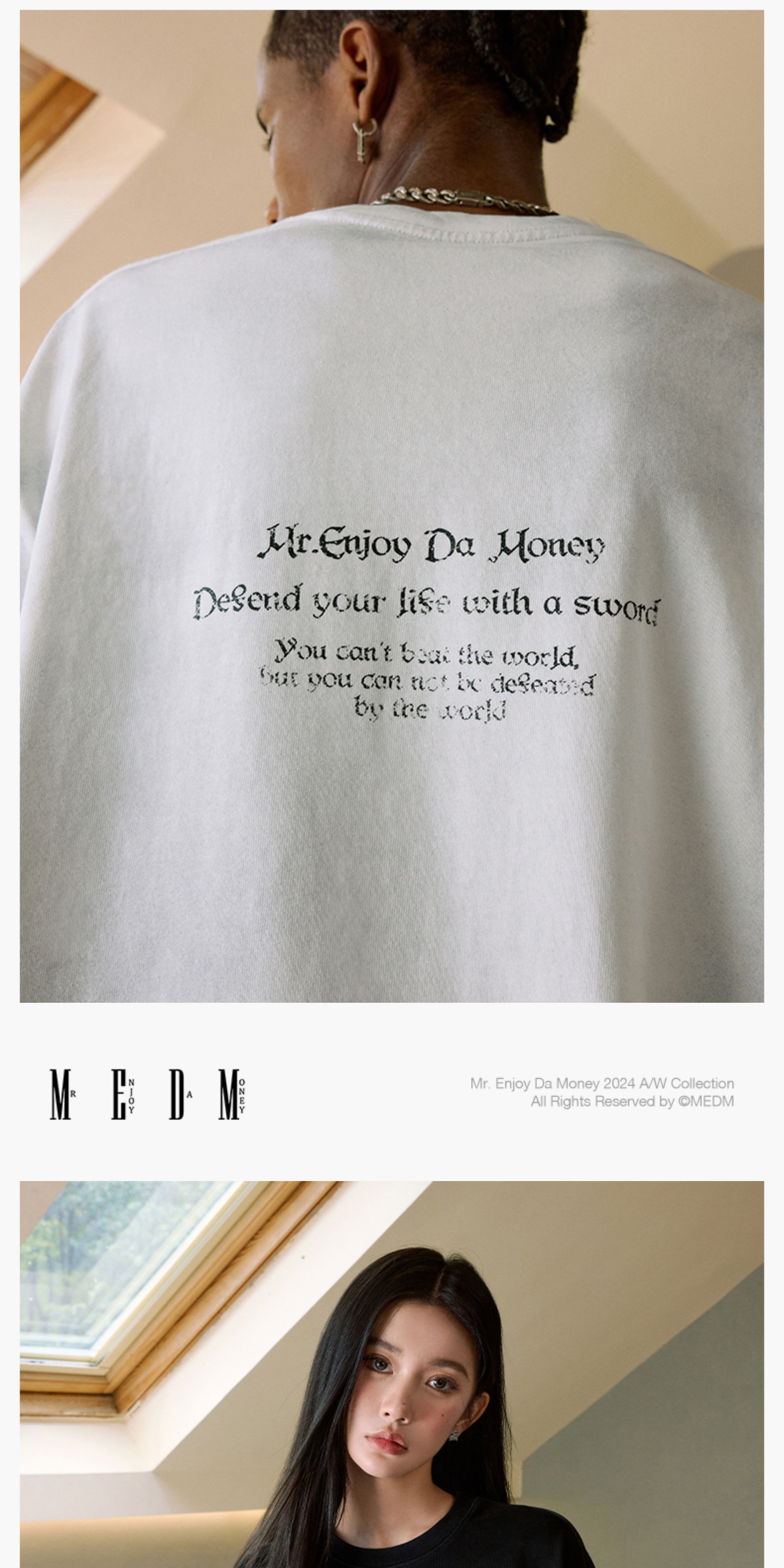 MEDM Floral Print Black American Retro Long-Sleeve Tee