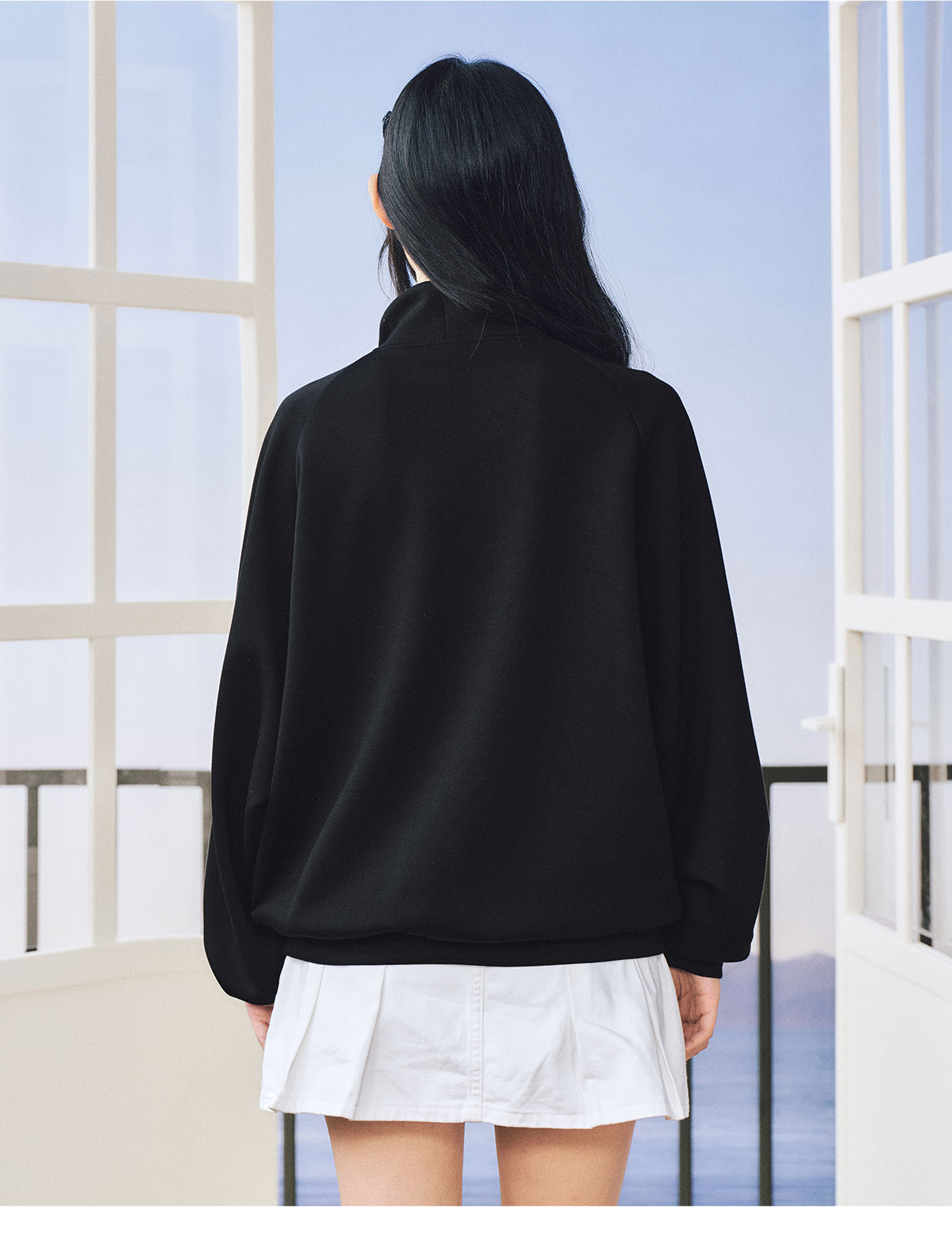 MEDM Half-Placket Collar Pullover Sweatshirt
