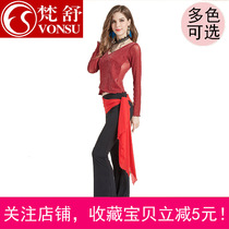 Fanshu Oriental belly dance practice clothing long sleeve mesh v-neck jacket trousers new suit adult women autumn and winter