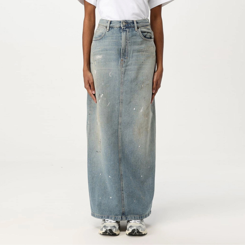 26 Spring/Summer Distressed Paint Splatter Faded Imported Turkish Cotton Straight Midi Skirt 26 Spring/Summer Distressed Paint Splatter Faded Imported Turkish Cotton Straight Midi Skirt