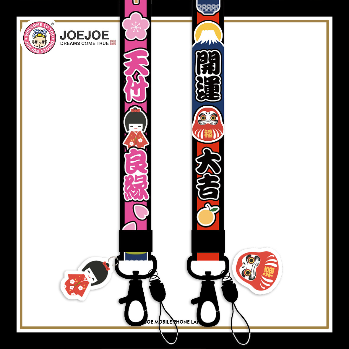 JoeJoe original Yushou mobile phone lanyard short widened wrist rope cute cartoon pendant couple creative transfer