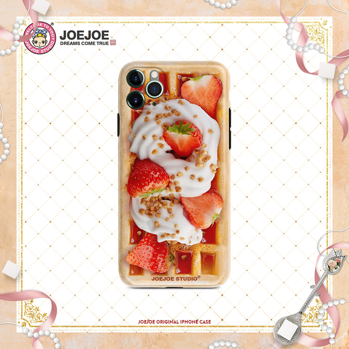 JoeJoe Original Cream Strawberry Mobile Shell 11 Apple iPhone 12 Pro Max Cute Woman XS