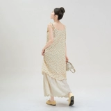 Желтый летний комплект, длинная юбка, эффект подтяжки