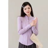 Осенняя короткая одежда для йоги с молнией, лонгслив, куртка, облегающий крой, в обтяжку