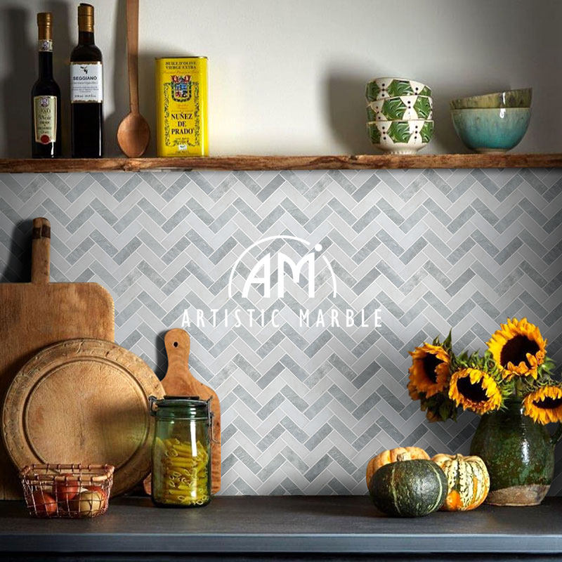 Natural Marble Material Mosaic TV Bathing Area Background Wall Fish Bone Makeup Room Kitchen Non-slip Entrance Tiles