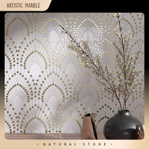 European light luxury metal peacock feather entrance living room background wall bathroom toilet marble mosaic tiles