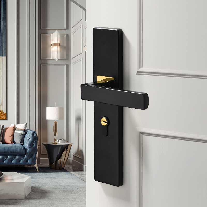 Bedroom door lock Indoor universal black room door lock Three sets door handle old wooden door handle changing lock-Taobao