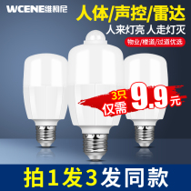 Radar human body sensor light sound and light control bulb infrared bulb household corridor aisle LED bulb