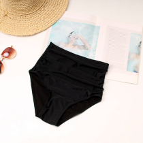 Black high-waisted swimming trunks womens triangle white swimsuit belly covering the belly with large size soak hot spring beach swimming trunks