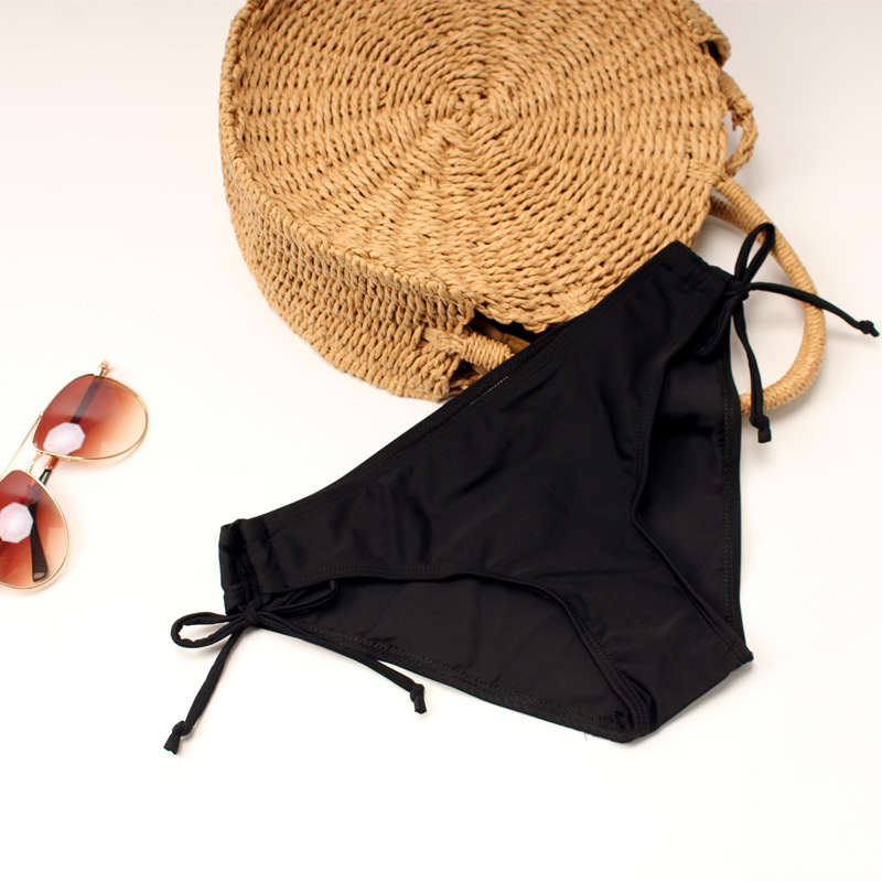 Black bikini bottoms women's triangle lace sexy adjustable size fat mm hot spring women's bikini swimming trunks