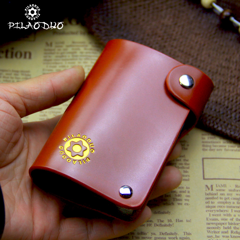 pilaoduo fashion bull leather card bag swivel card bungalow leather men's carpack diamond veins