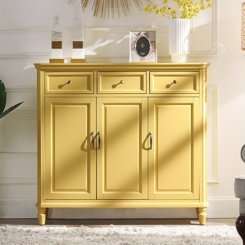 American shoe cabinet Solid wood entrance partition cabinet Living room retro old storage shoe cabinet Pastoral simple household shoe cabinet