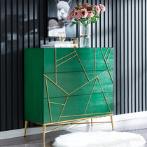 Light luxury chest cabinet solid wood living room decoration cabinet post modern simple bedroom storage locker Italian porch drawer cabinet