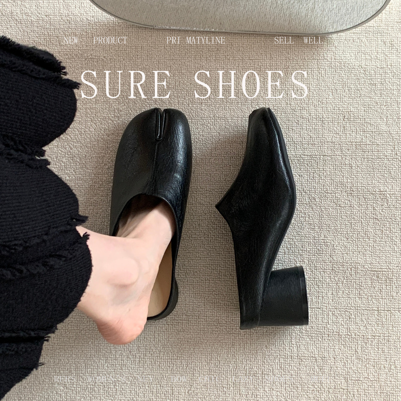 Sheepskin Version! 5cm Thick Heel, High-End Feel, Split-Toe Closed-Toe Slippers for Women, 2026 New Model Slip-On Mules Sheepskin Version! 5cm Thick Heel, High-End Feel, Split-Toe Closed-Toe Slippers for Women, 2026 New Model Slip-On Mules